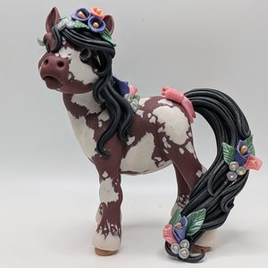 Bay Paint Chunky Pony with Calla Lillies
