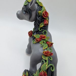 Grey Chunky Pony with Roses